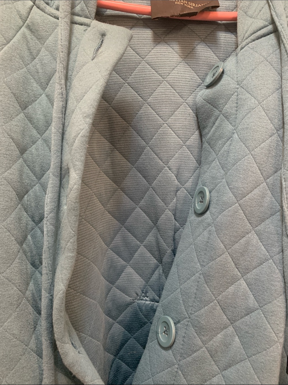 Cristian Siriano 3x Quilted Hooded Coatigan in Teal Blue - Picture 7 of 9